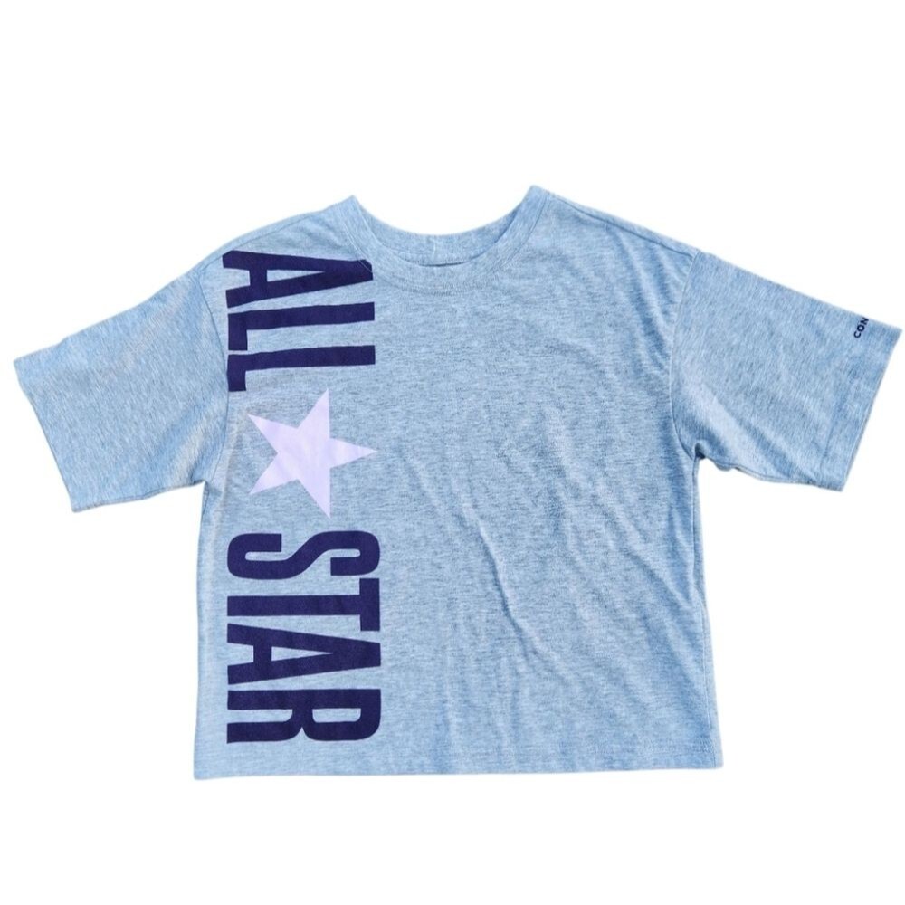 Converse All Star Shirt Kids Girls Gray Size M Short Sleeve Crop Tops Casual - Picture 2 of 7